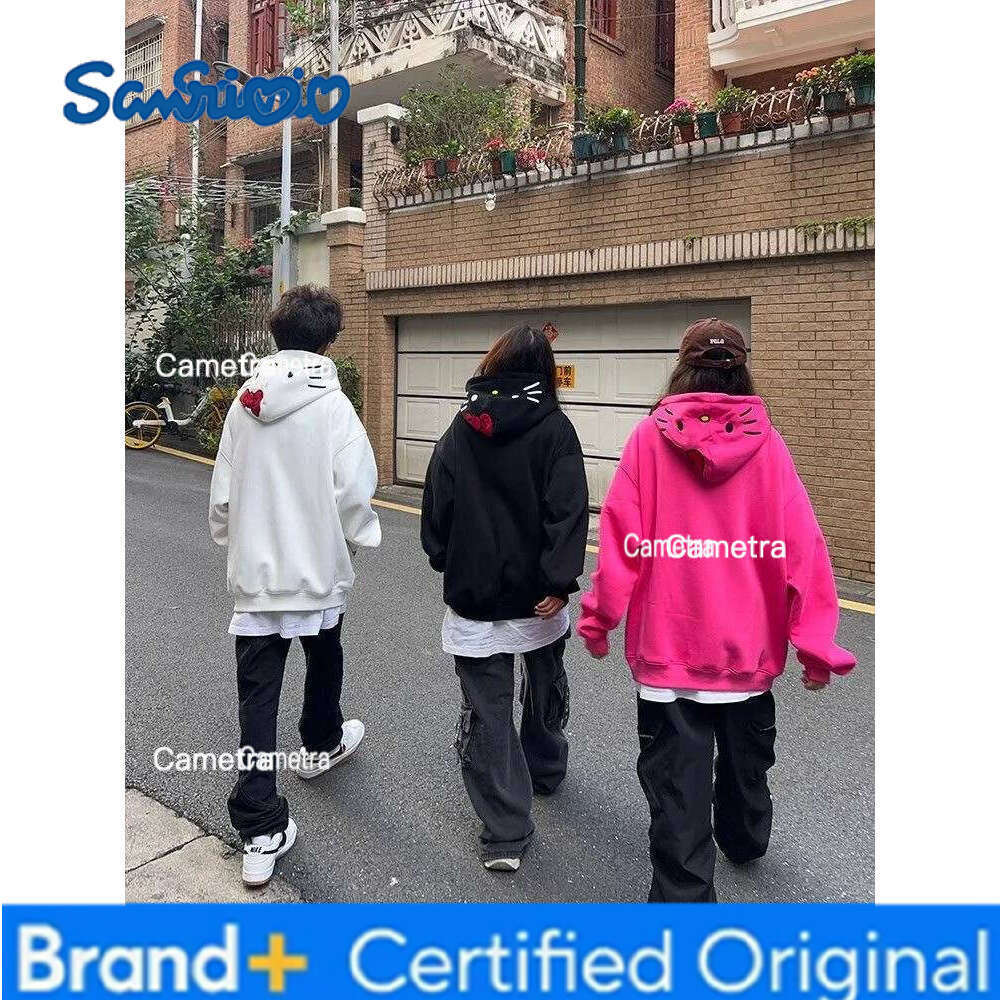 Sanrio Printed Hoodie for Women Cotton Spiderman Hello Kitty Pullover Loose Y2k Streetwear Sweatshirts Fashion Tops H260112