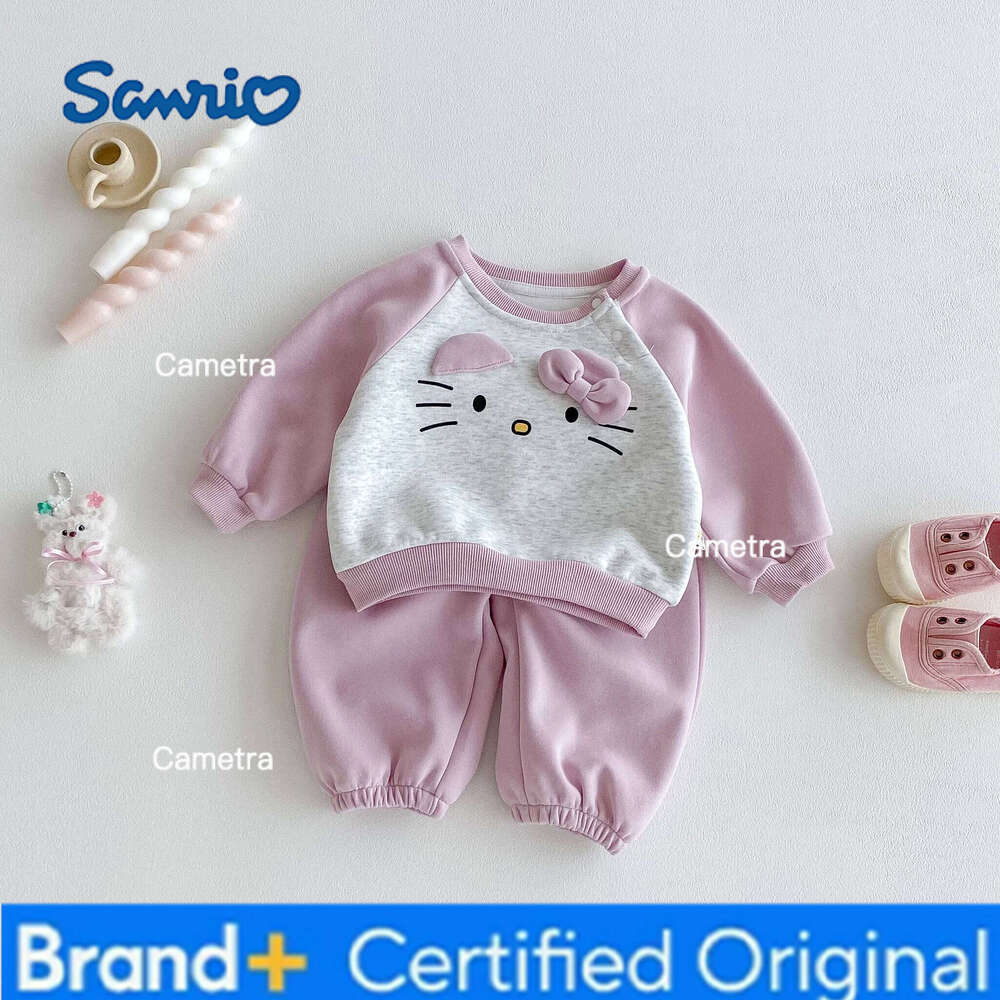 Sanrio Baby girl's casual long-sleeved set, cute cat-toned sports long pants set H2601121