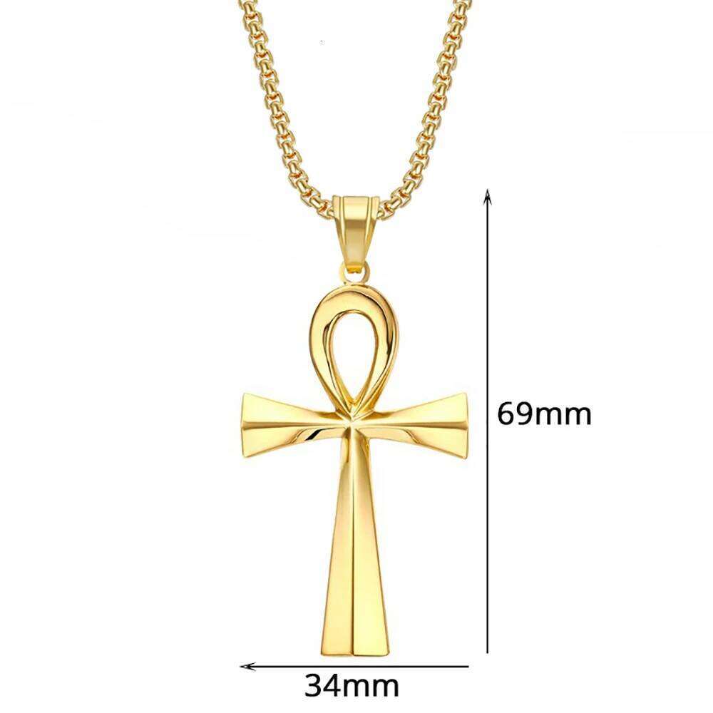 Ancient Egypt Ankh Cross Charm Pendant Gold Silver Color Stainless Steel Amulet Necklaces For Women Men Egyptian Jewelry Gifts H260112