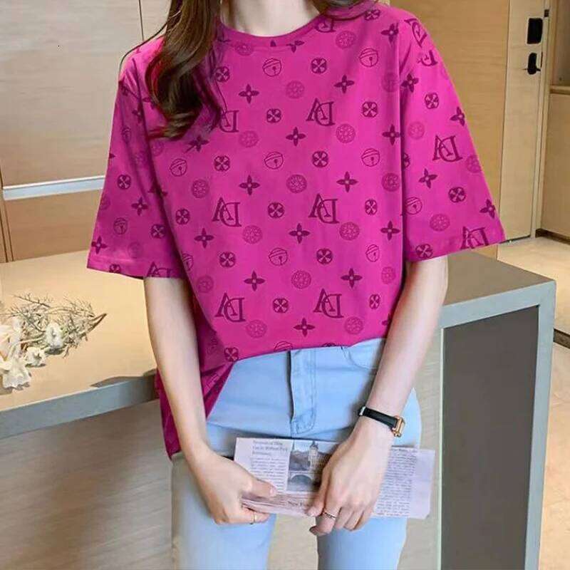 Summer Fashionable Print Designer Fashion Round Neck Short Sleeves T-Shirt For Casual Loose High Street Versatile Top Trendy Women Clothing