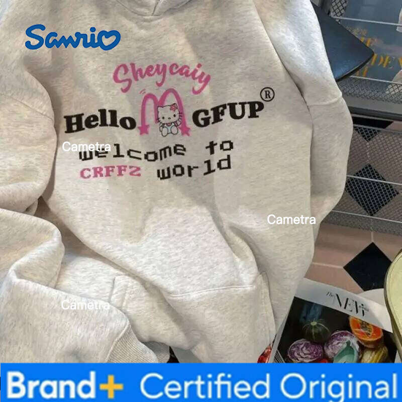 Sanrio Hello Kitty Women Hooded Sweatshirts Kawaii Cartoon Spring Autumn Fashion Long Sleeve Tops Woman Clothing Outerwear New H260112