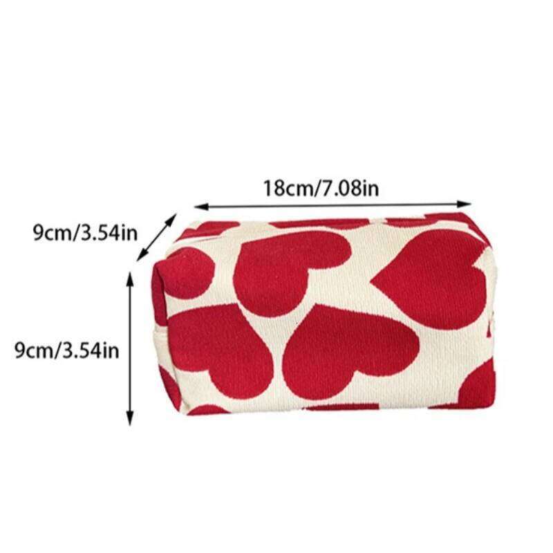 Women Large Capacity Heart Print Pattern Clutch Cosmetic Organizer Travel Wash Toiletries Storage Bag Makeup Pouch