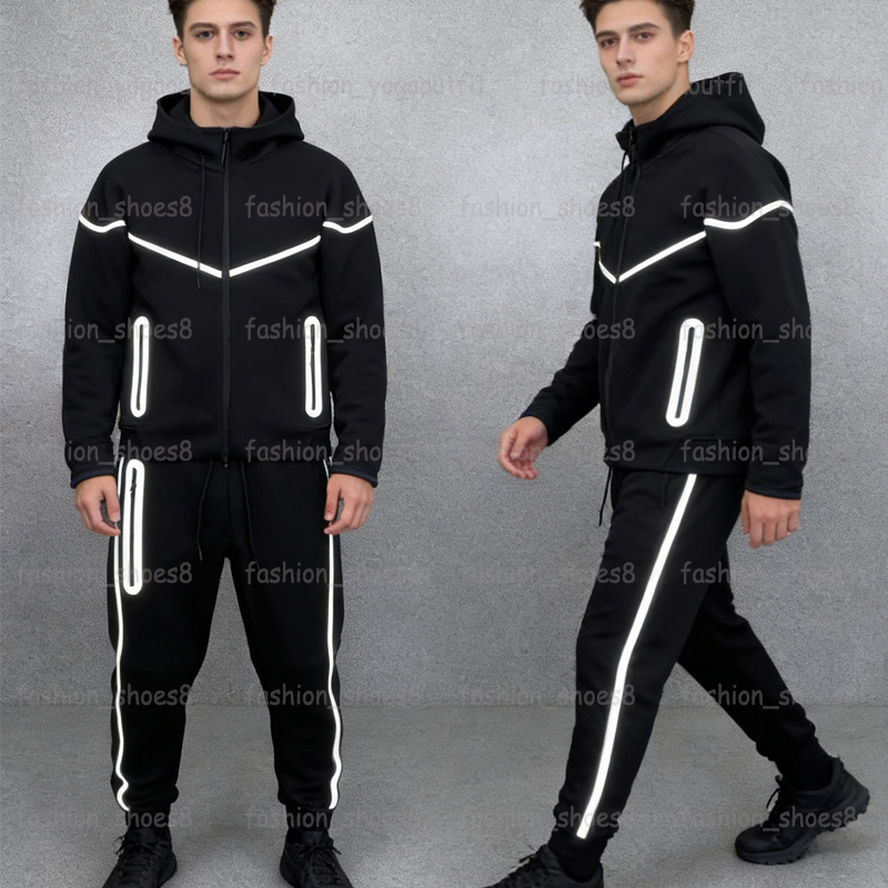Men Tech Fleece Tracksuits Designer Hoodies Pants 2 Piece Gym Set Reflective Hoody Jackets Fashion Full Zip-Up Women Techfleece Sports Suit Size M-2XL