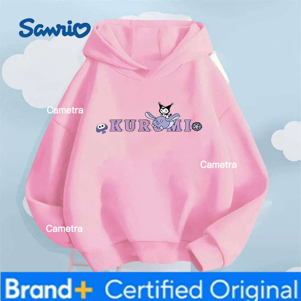 Sanrio Cute Cartoon Kuromi Children Hooded Sweatshirt Boy Girl Autumn Winter Daily Outdoor Vacation Casual Warm Soft Sportswear H260112