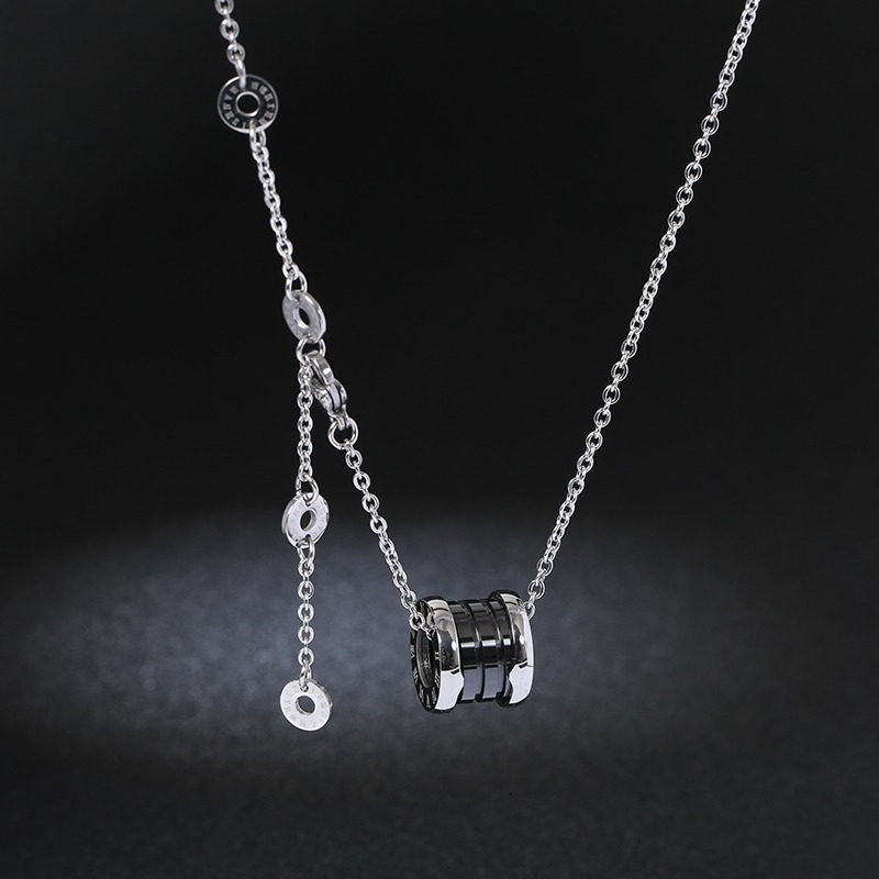Black Ceramic Small Waist Necklace High-end Long Accessory Titanium Steel Spring Pendant Women's Clavicle Chain