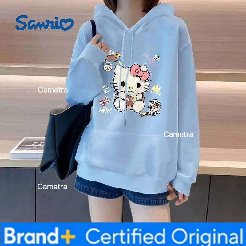 Sanrio Hello Kitty Hooded Sweatshirts Cuteore Cartoon Student Autumn Long Sleeve Versatile Tops Woman Clothing Outerwear New H260112