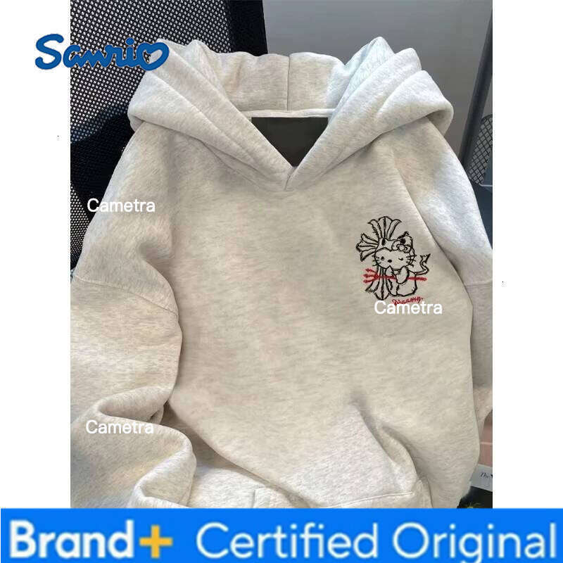 Sanrio Women's Hoodies Autumn Winter Clothing Cute Anime Hello Kitty Design Graphics Hooded Loose Sweatshirt Y2K Oversized Cotton Tops H260112