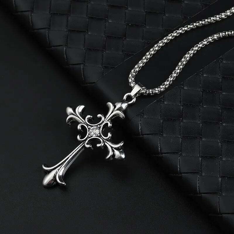 European American Fashion Personality Retro Gothic Cross Necklace For Men And Women Street Hip-Hop Trendsetters Versatile Pe H260112