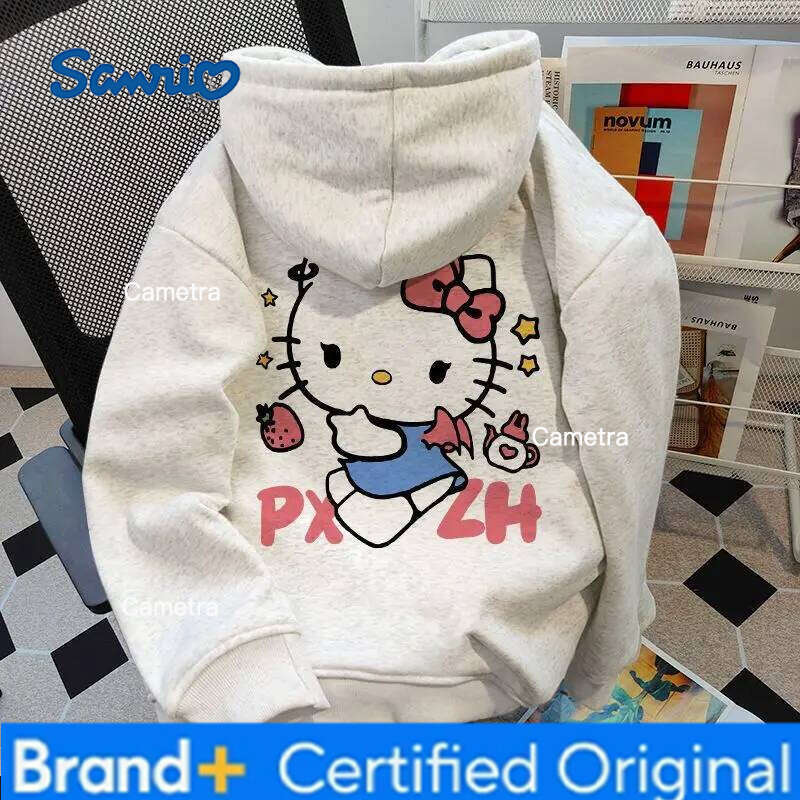 Sanrio Hello Kitty Hooded Sweatshirts Cuteore Cartoon Student Autumn Loose Long Sleeve Tops Woman Clothing Outerwear New H260112