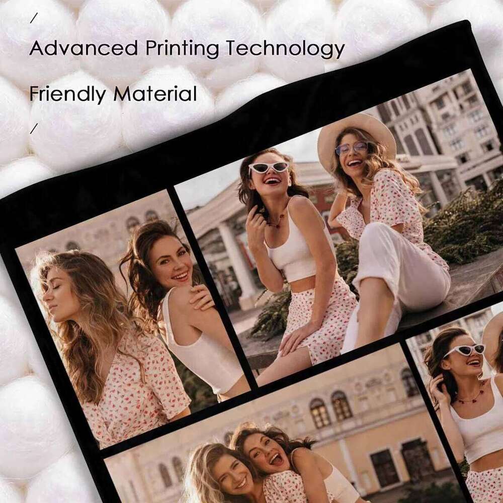 1 piece of comfortable custom photo collage text, customized with 4 pictures, flannel blanket XJ260112