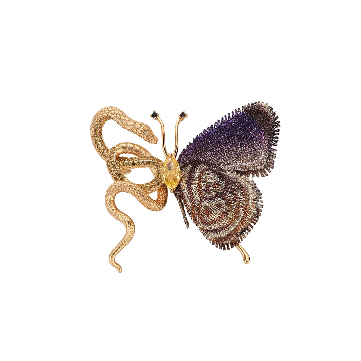 Vintage Brooch Exotic Snake And Butterfly Brooch High-End Elegant Light Luxury High-Grade Sense Of Design Exquisite Pin Accessories