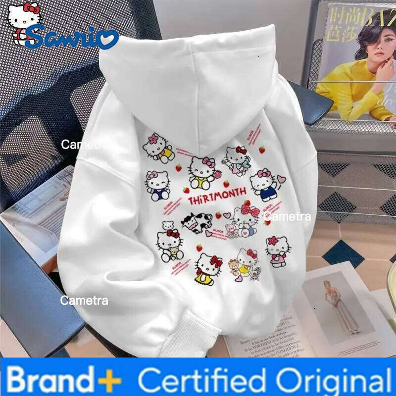 Sanrio Hello Kitty Girl cotton Hoodie Sweatsuit Kawaii Anime Fashion Student Casual Long-Sleeved Autumn Winter Pullover Tops H260112
