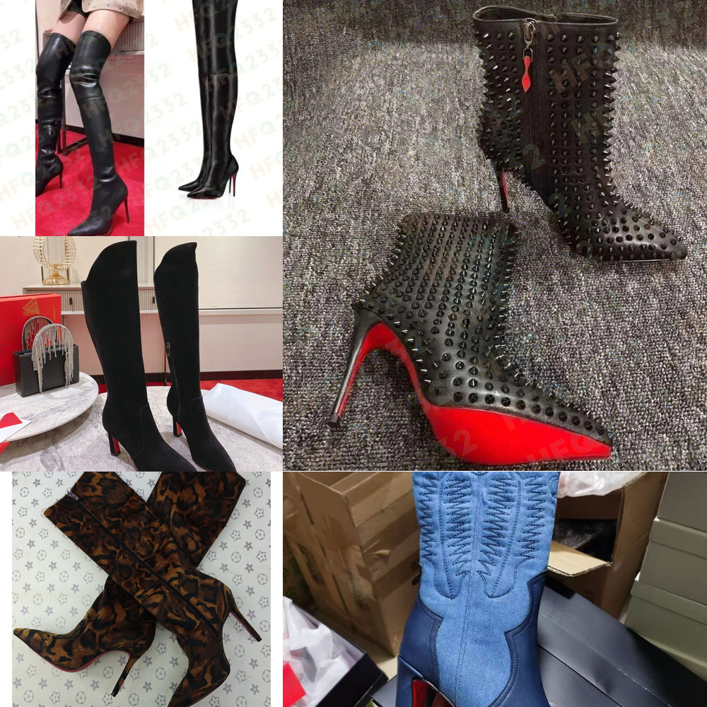 147 2026 boots desgner womens brand heels Boots women dress shoes Red Shny BottomBoots Toe Hgh 8cm 10cm 12cm Stletto Genune Leather Woman Boots yang7