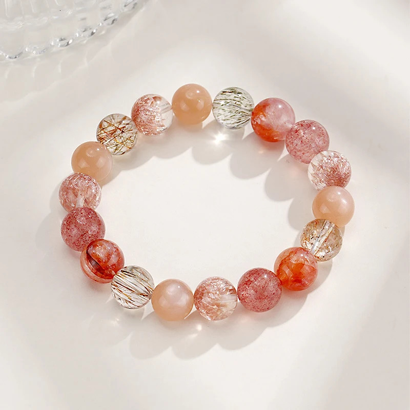 Ruifan Multicolor 8mm 10mm Natural Rutilated Quartz Crystal Beads Strand Beaded Women Bracelets Bangle Fine Jewelry 1154 260107