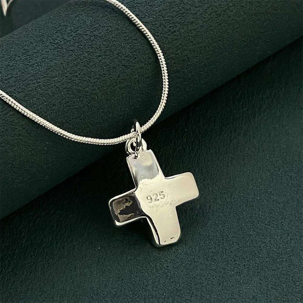 New trendy 925 Sterling Silver delicate cross Necklace for women Fashion Costume Jewelry Wedding Engagement Party Holiday GiftS H260112