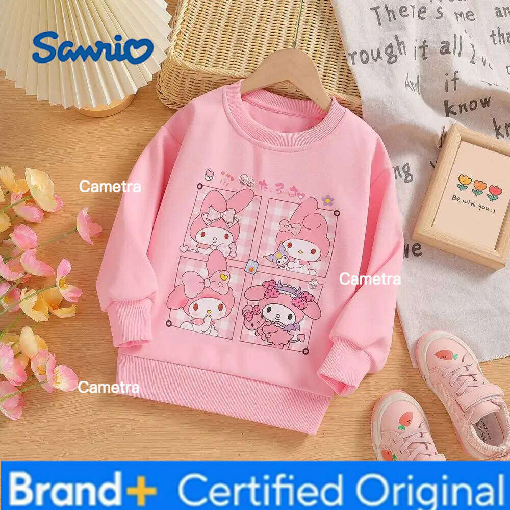 Sanrio Kuromi Girls Hoodie Spring Autumn My Melody Cute Printing Long Sleeves T-Shirt Pullover Sweater Leisure Bottoming Shirt H260112