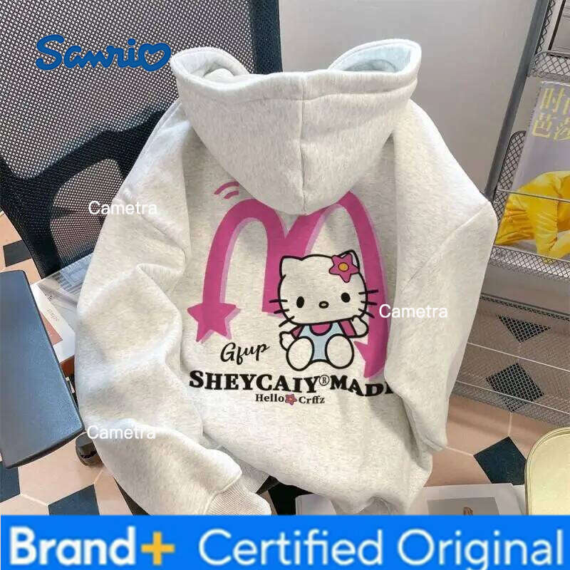 Sanrio Hello Kitty Women Hooded Sweatshirts Kawaii Cartoon Spring Autumn Fashion Long Sleeve Tops Woman Clothing Outerwear New H260112