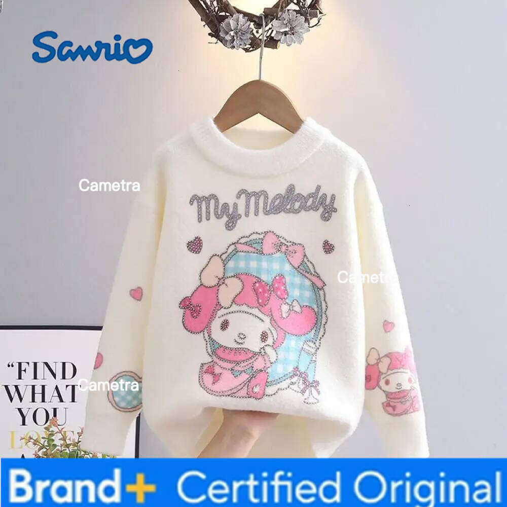 Sanrio Girls Coat Hello Kitty Kuromi New Autumn Winter Tops My Melody Cartoon Pullover Base Shirt Kawaii Kids Sweater H260112