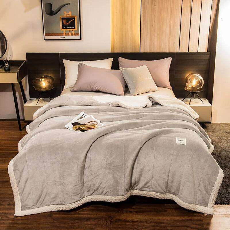 New Warm Milk Lamb Fleece with Cotton Nap Blanket, Autumn and Winter Thick Cover Blanket XJ260112