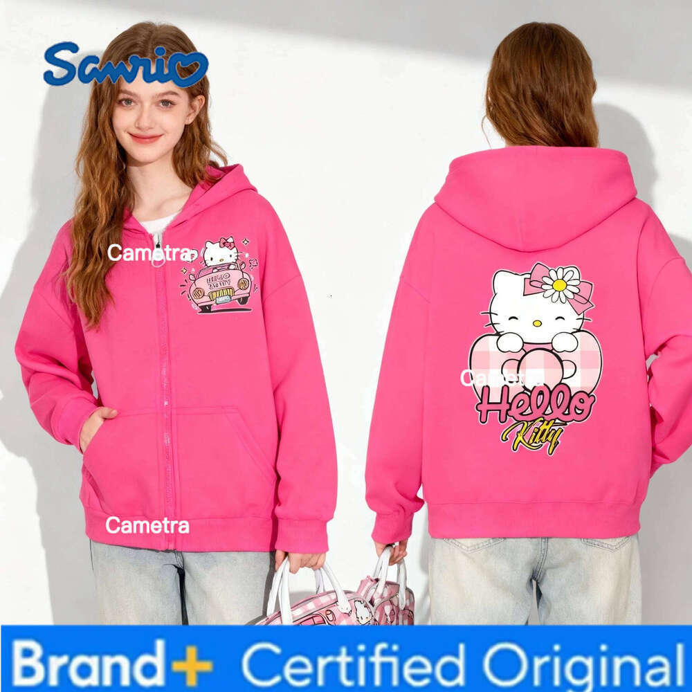 Sanrio New Family Hello Kitty Collection Sweet Cool Trendy Street Autumn/Winter Zipper Hoodie Plus Size Women Adult 25/26 H260112