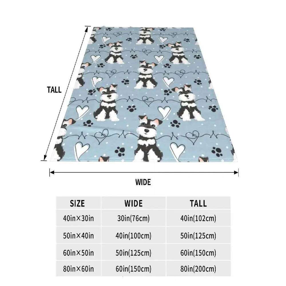 Warm Cozy Throw Blanket with Black White Miniature Schnauzer Design Cute Dog Lovers Gift for Bed Sofa Chair Cover XJ260112