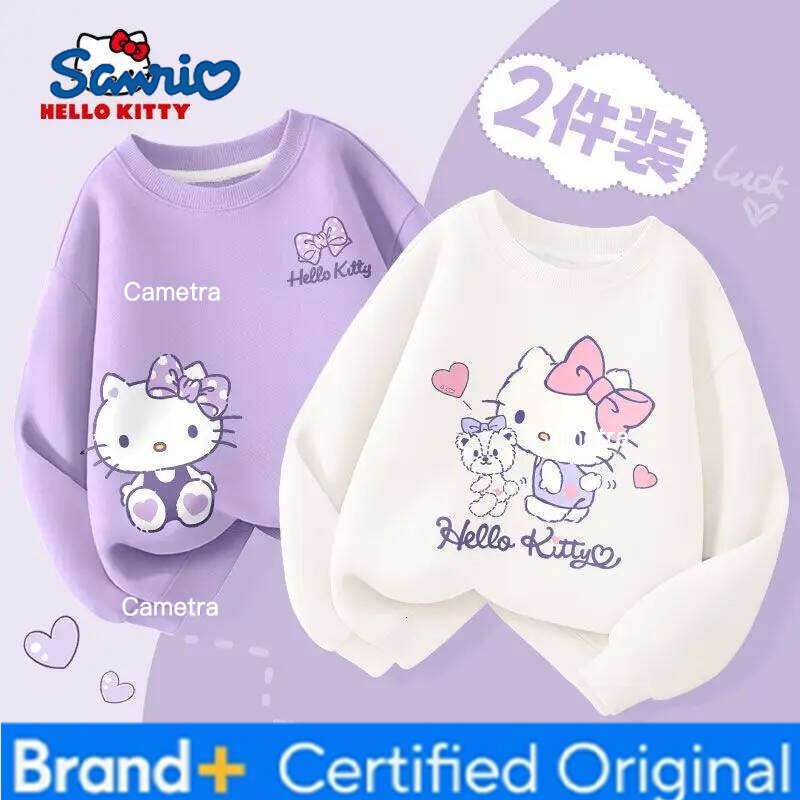 Sanrio 2pcs/pack Autumn Baby Girls Cloth Kid Cartoon Hello Kitty Printed Sweatshirts Children Pullover Long Sleeve T-shirts Top H2601121