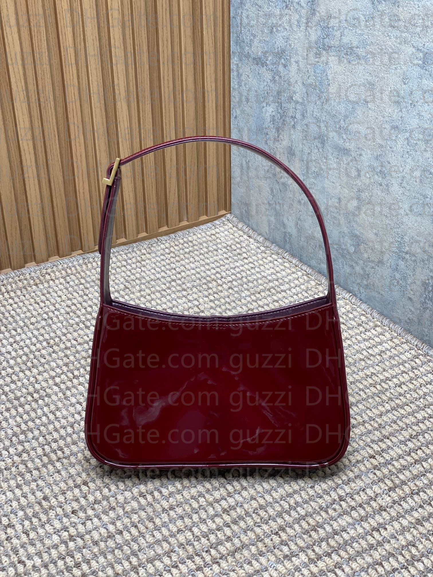 2025 Burgundy Designer Bag Women Handbag Hobo patent leather Fashion Underarm Black cherry red Shoulder Bag