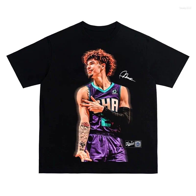 Men's T Shirts LaMelo Ball Shirt Unisex Basketball Graphic Tee Oversized Crewneck Streetwear Fan Top Trendy Daily Clothing Plus Size Apparel
