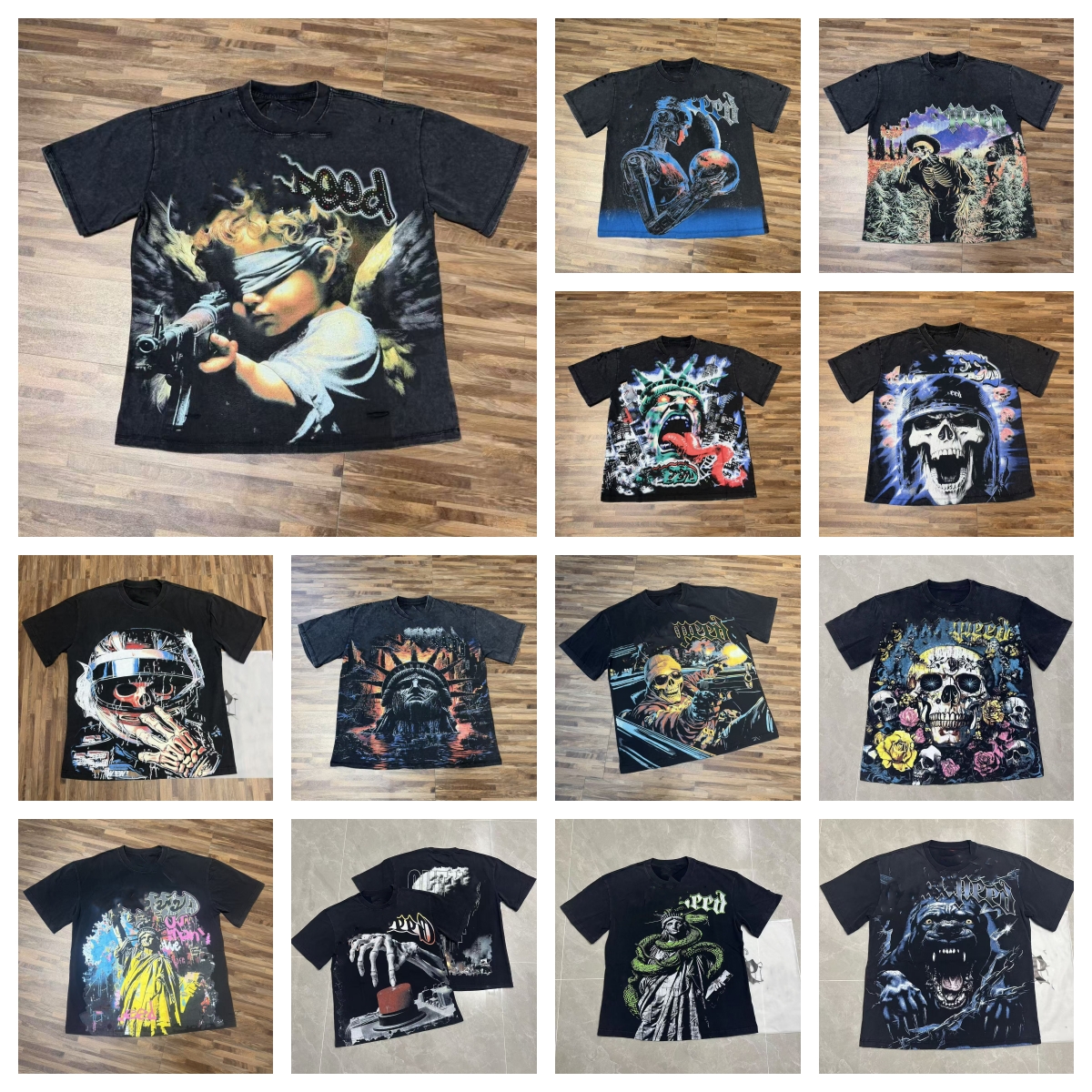 God speedly shirt Designer shirt Men shirt Rock Street Vintage Wash Made Old PrintedCotton Short Sleeve T-Shirt