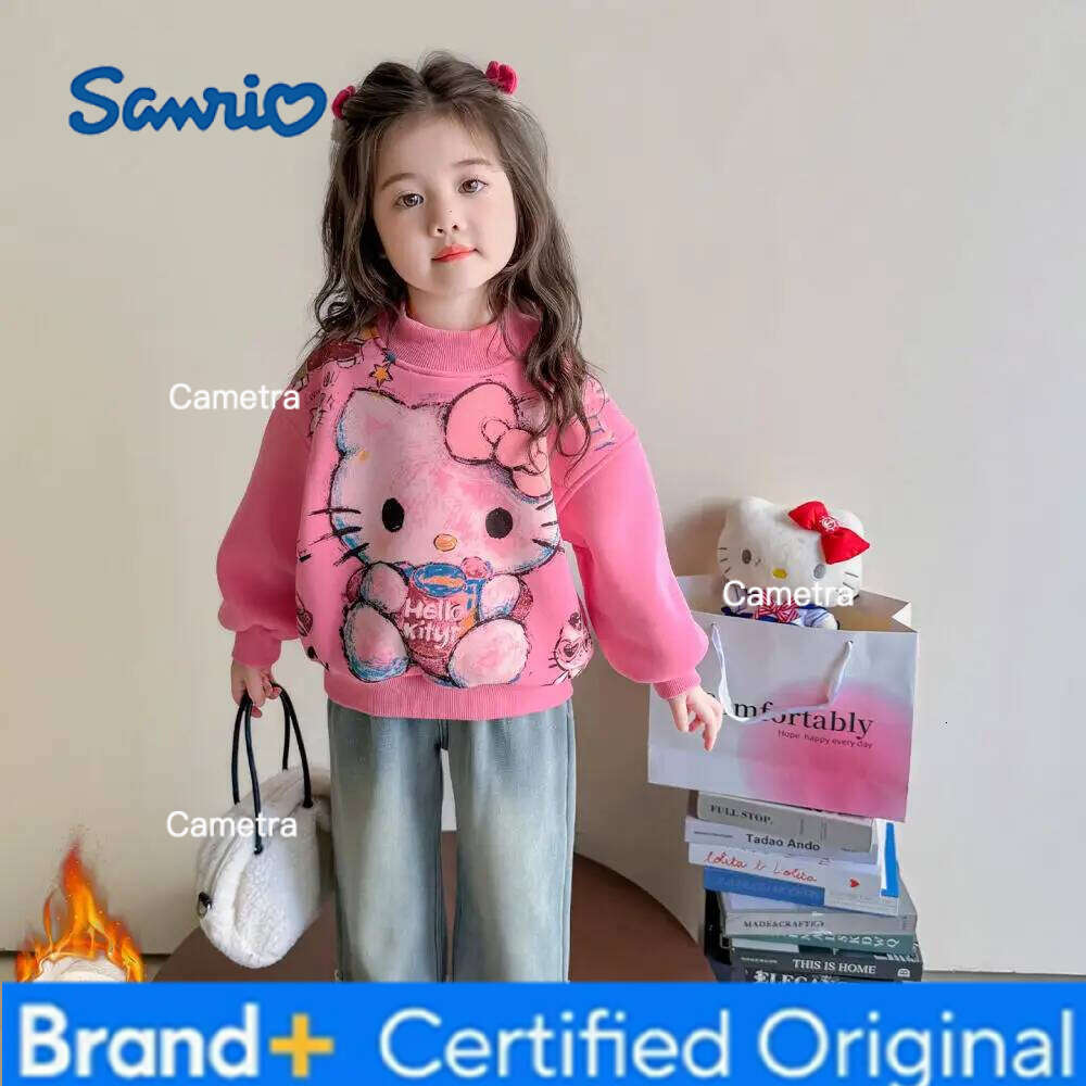 Sanrio Velvet Hoodie Sweater Long Sleeves Bottoming Shirt Anime Jacket for Girls Kawaii Cartoon Children's Clothing Hoodies H260112