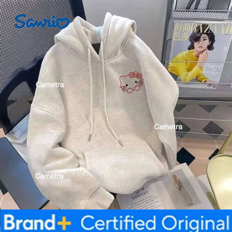 Sanrio Hello Kitty Hooded Sweatshirts Cuteore Cartoon Autumn Hoodies Long Sleeve Tops Woman Clothing Outerwear New Product H260112