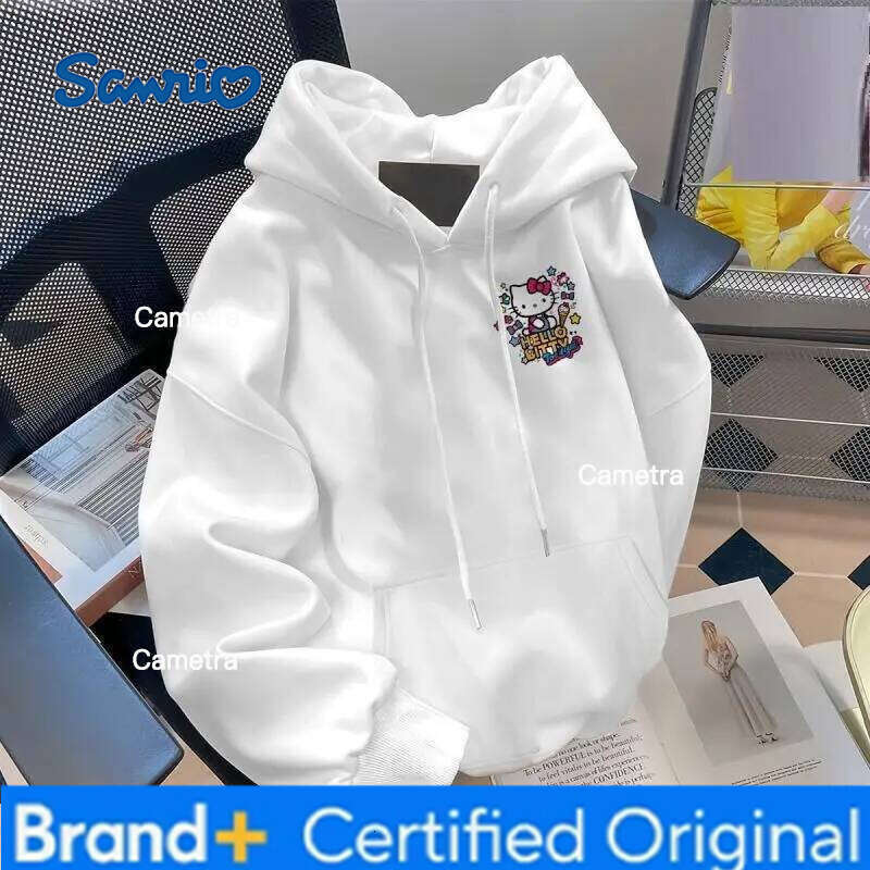 Sanrio Hello Kitty Sweatshirts Cuteore Cartoon Young Girl Autumn Long Sleeve Tops Woman Clothing Running Outerwear New H260112