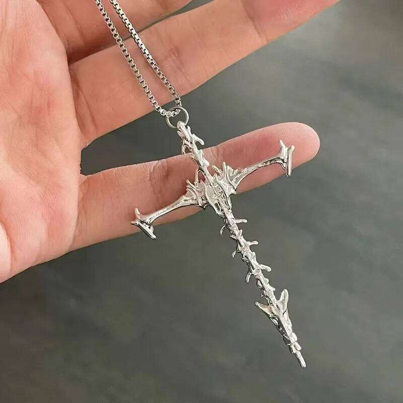 New Hip Hop Vintage Cross Necklace Unique Design Stainless Steel Goth Necklaces Fine Jewelry Gift for Women Men Wholesale H260112