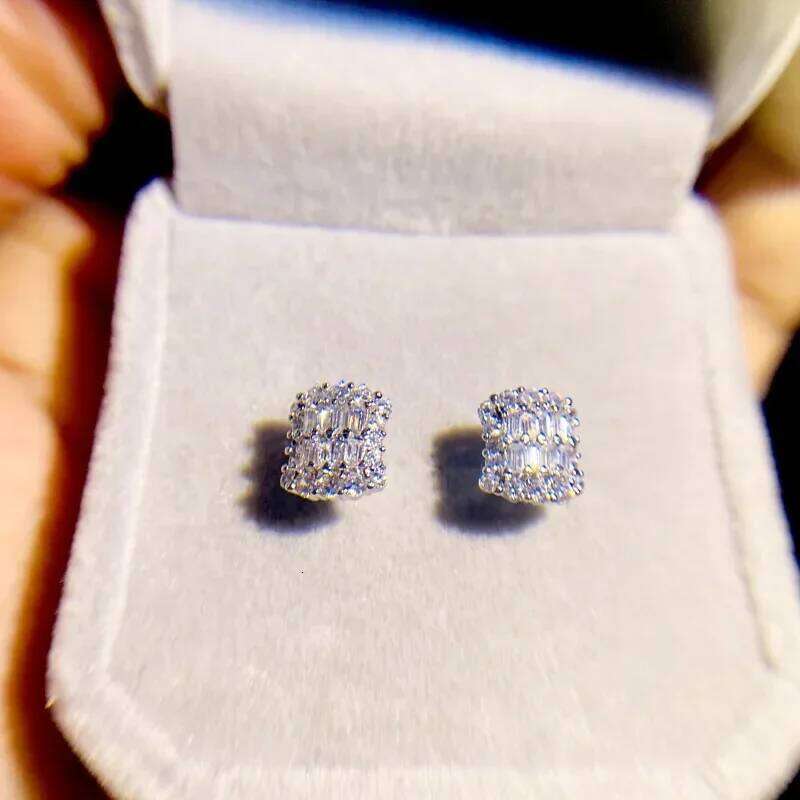 Delicate Female AAA Shiny CZ 925 Sterling Silver Pave Mosaic Cubic Zircon Wedding Earrings for Women Statement Jewelry