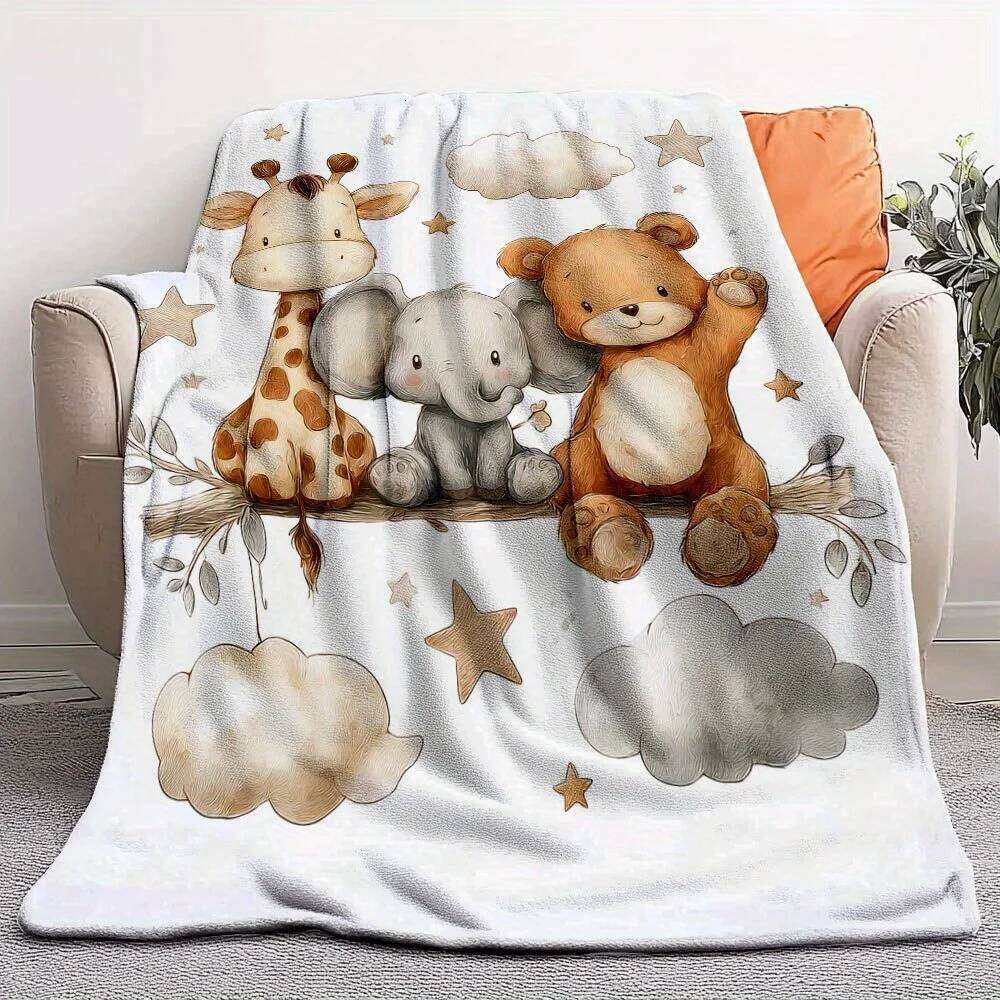 VIKAMA Cartoon Forest Animal Print Blanket, Soft Warm, Washable, For Bedroom, Living Room Sofa And Afternoon Nap Blanket XJ260112