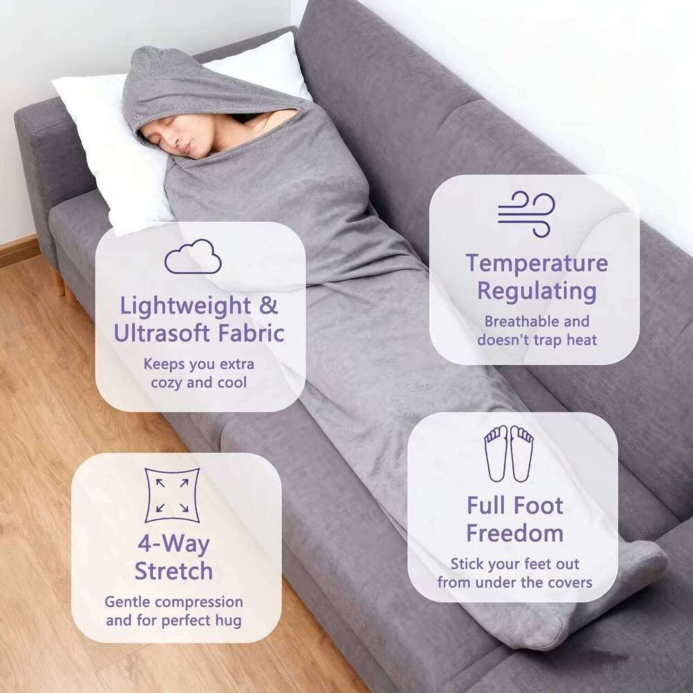 Compression Sack For Adults Ultra Lightweight Anxiety Breathable Stretch Weighted Blanket with Hooded Sleep Pod XJ260112
