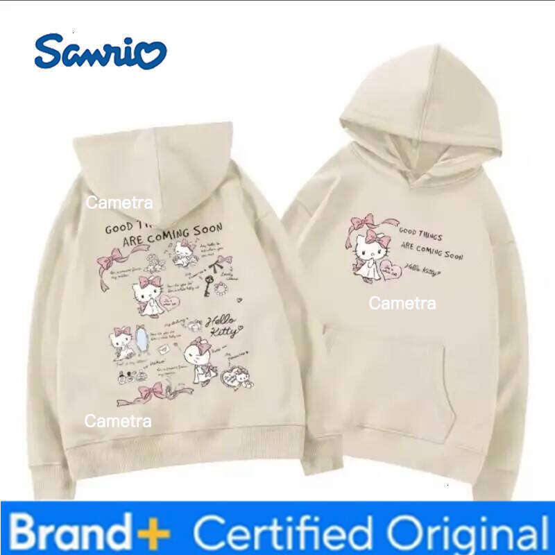 Sanrio Hello Kitty Hooded Sweatshirts Cuteore Cartoon Autumn Long Sleeve Leisure Versatile Tops Woman Clothing Outerwear H260112