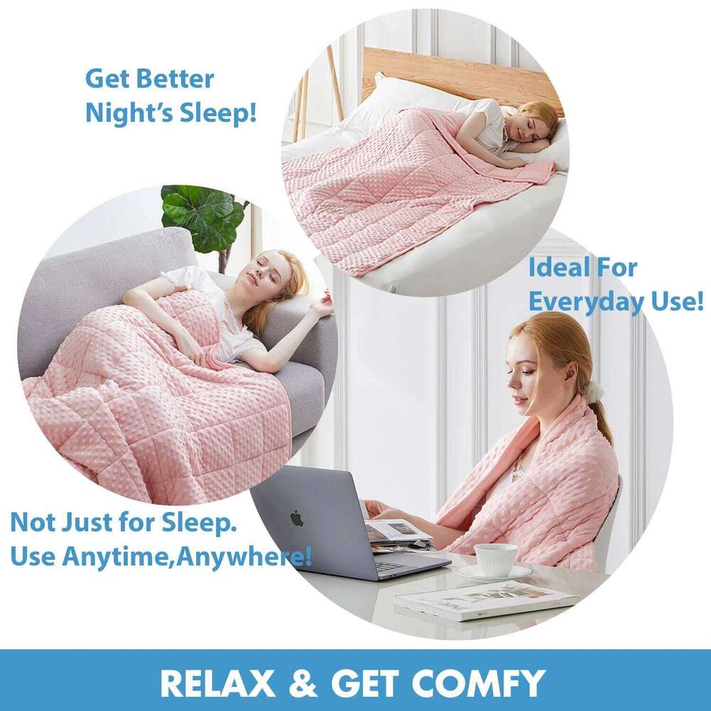 Pink Breathable Soft Minky Throw for All Season Single Double Couple Weighted Haveay Blanket with Glass Beads XJ260112