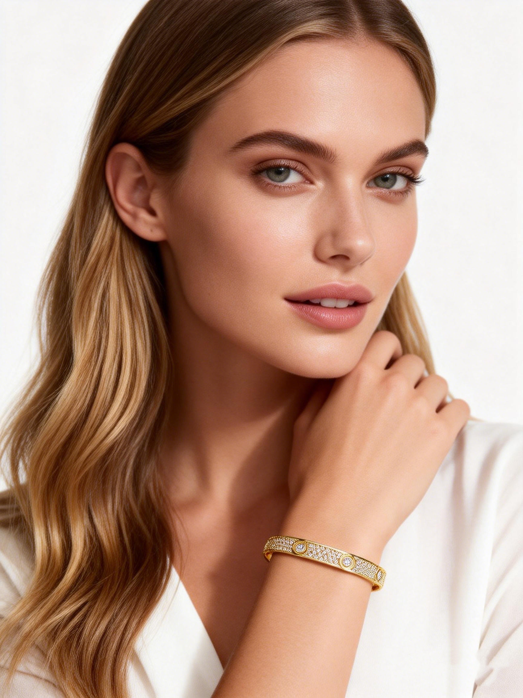 European And American Hot-Selling Full Zirconia Round Diamond Bracelet For Women, Light Luxury Elegant Round Bracelet, Cross-Border Hot-Selling Direct