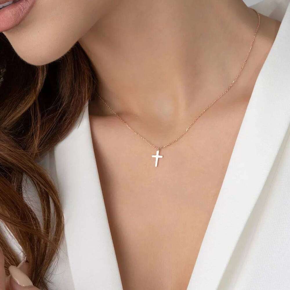 Stainless Steel Cross Necklac Gold Silver Color Necklace for Women Men Exquisite Chain Necklaces Jewelry Birthday Present H260112