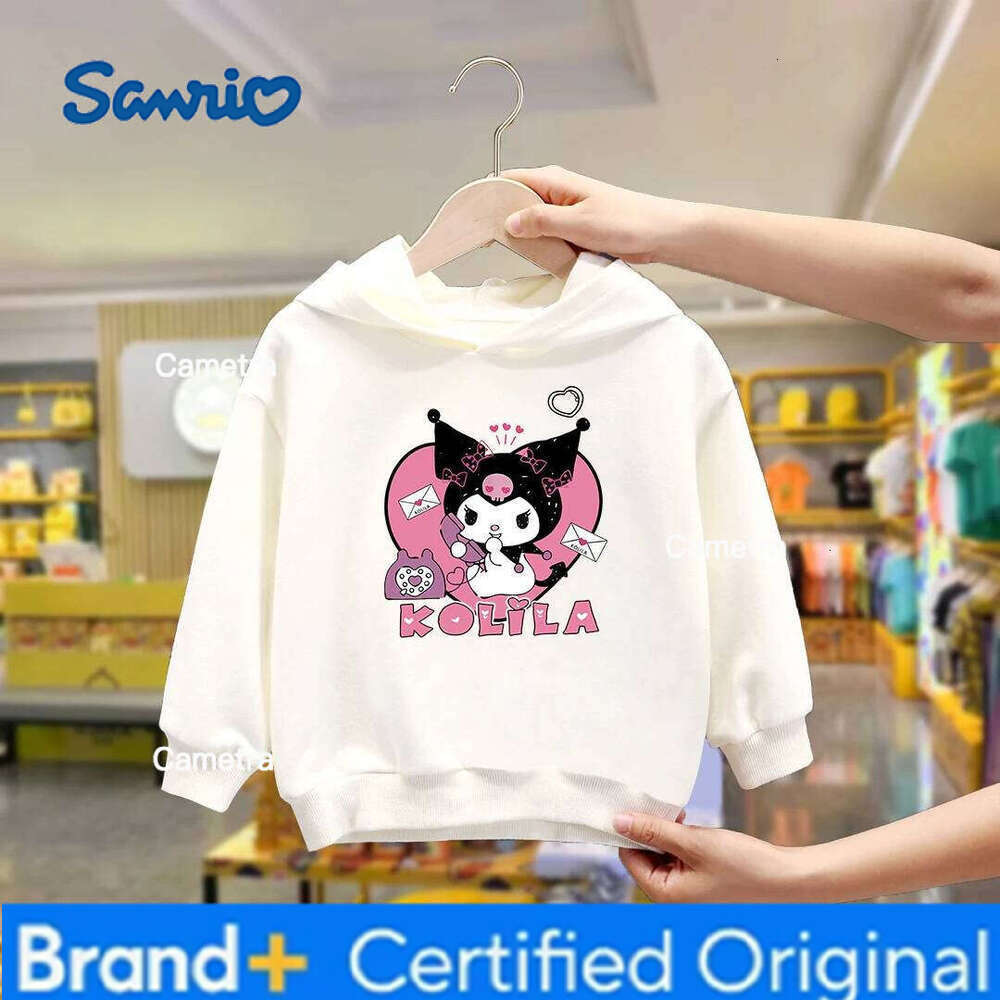 Sanrio Fashion Girls Kuromi Melody Cute Printed Hooded Sweatshirt Children's Fall and Winter Outdoor Casual Warm Long Sleeve Top H260112