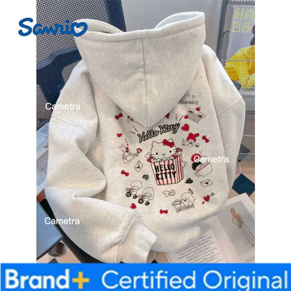 Sanrio MINISO Hello Kitty Ice Cream Hoodies Lovely Vintage Sweatshirts Hoodie Amusing Men's Women Top Outerwears Blouse Cool Streetwear H260112