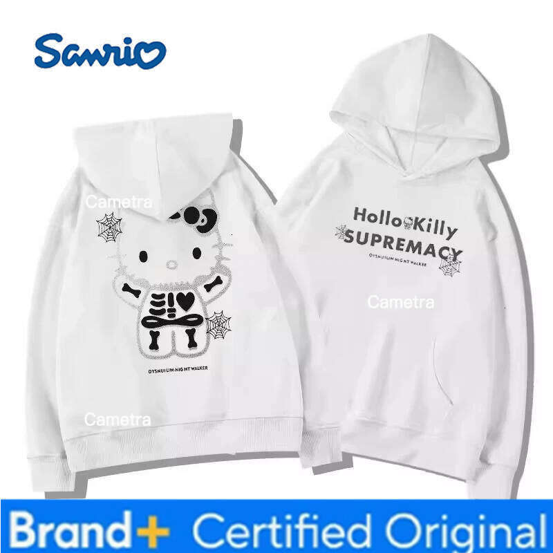Sanrio Hello Kitty Women's Hoodies Autumn Winter Clothing Cute Anime Print Hooded Sweatshirt Y2K Oversized Cotton Pullower Causalwear H260112