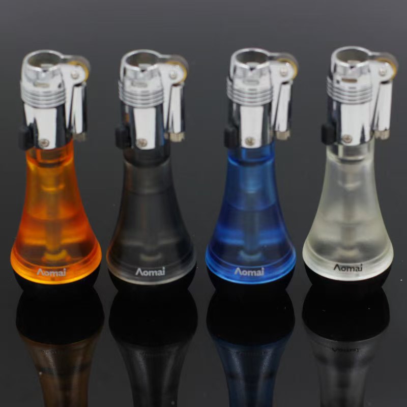 Aomai Refillable Lighter with Transparent Gas Tank, Open Flame, Large Capacity, Retro Flint Wheel Igniter, Wholesale