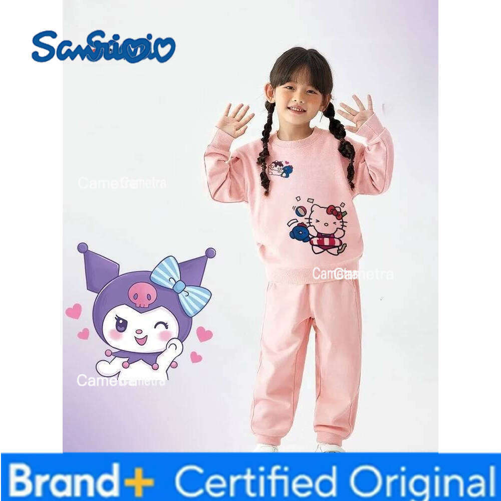 Sanrio Baby Girl Clothes Set Autumn Kid Hello Kitty Sweatshirts Pullover Sweet Top&Pants 2pcs Suit Children Fashion Tracksuits Outfits H260112