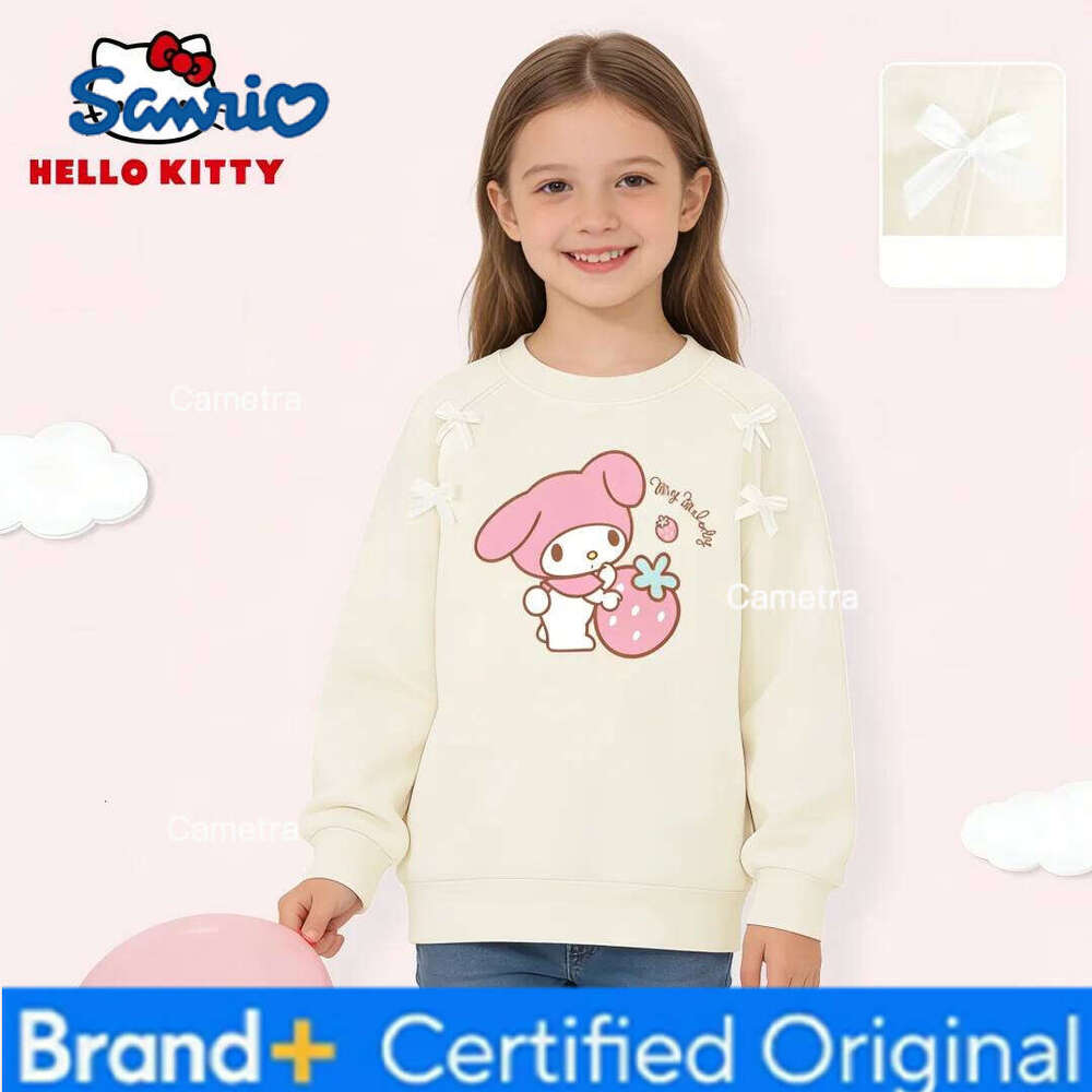 Sanrio Hello Kitty Children Clothes Kids Crew-neck Breathable Girls Sweet Cute Pattern Pullovers Soft Comfortable Sweatshirt H260112