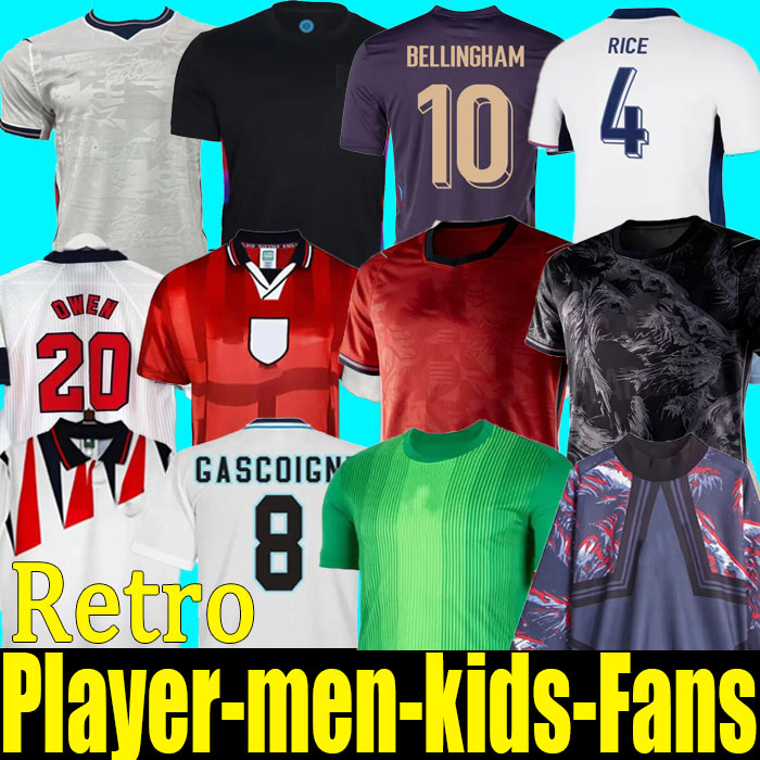 26 27 BELLINGHAM KANE ENGLANDs Soccer Jerseys RICE SAKA FODEN RASHFORD 2026 2027 GASCOIGNE SOUTHGATE Retro Football Shirt 90 96 98 Euro SHEARER OWEN 02 06 Jersey S-4XL