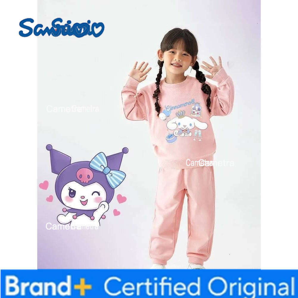 Sanrio Baby Girl Clothes Set Autumn Kid Hello Kitty Sweatshirts Pullover Sweet Top&Pants 2pcs Suit Children Fashion Tracksuits Outfits H260112