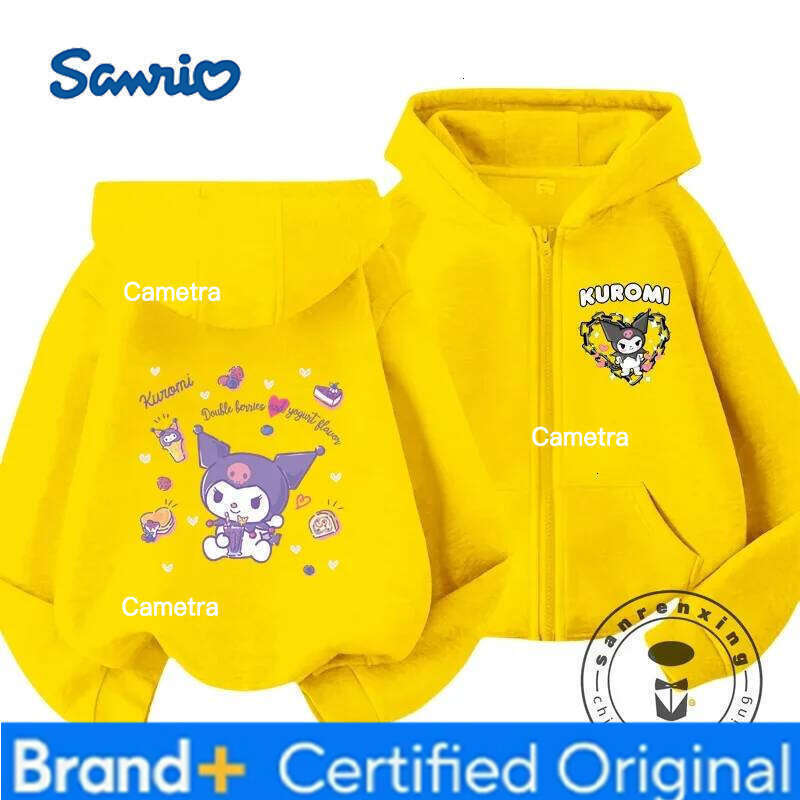 Sanrio Hello Kitty Kuromi Cartoon Boys and Girls 3 14 Years Old Kawaii Street Casual Sweatshirt Children's Outdoor Sports Zipper Hoodie H260112