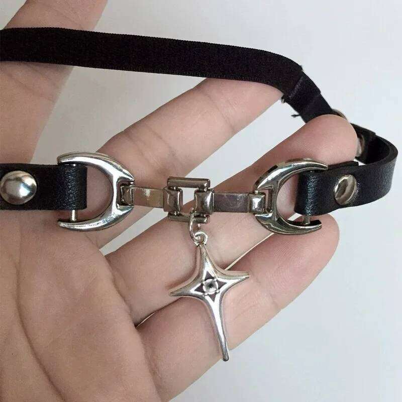Y2K Cross Choker Pu Leather Metal Hip Hop Necklace for Women Gothic Charm Grunge Pendant Jewelry Necklaces Accessories H260112